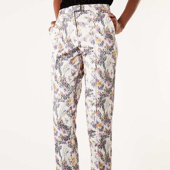 Topshop Jacquard Floral Cigarette Trousers US8 - Picture 1 of 13